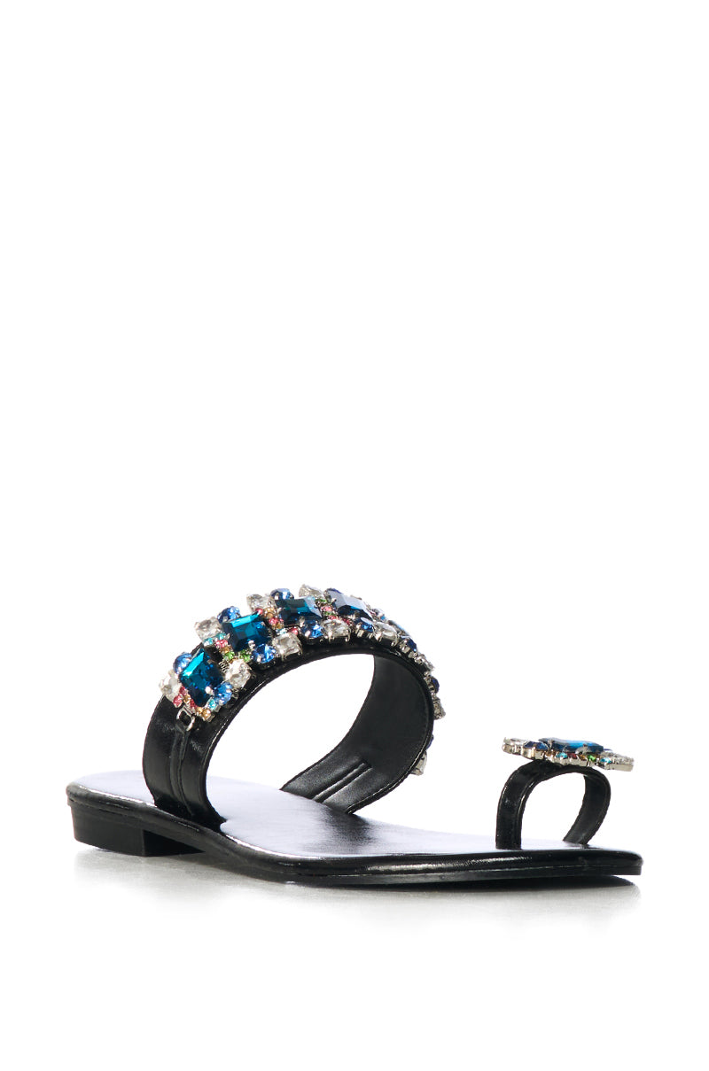Back View Azalea Wang Whimsey Blue Rhinestone Sandal