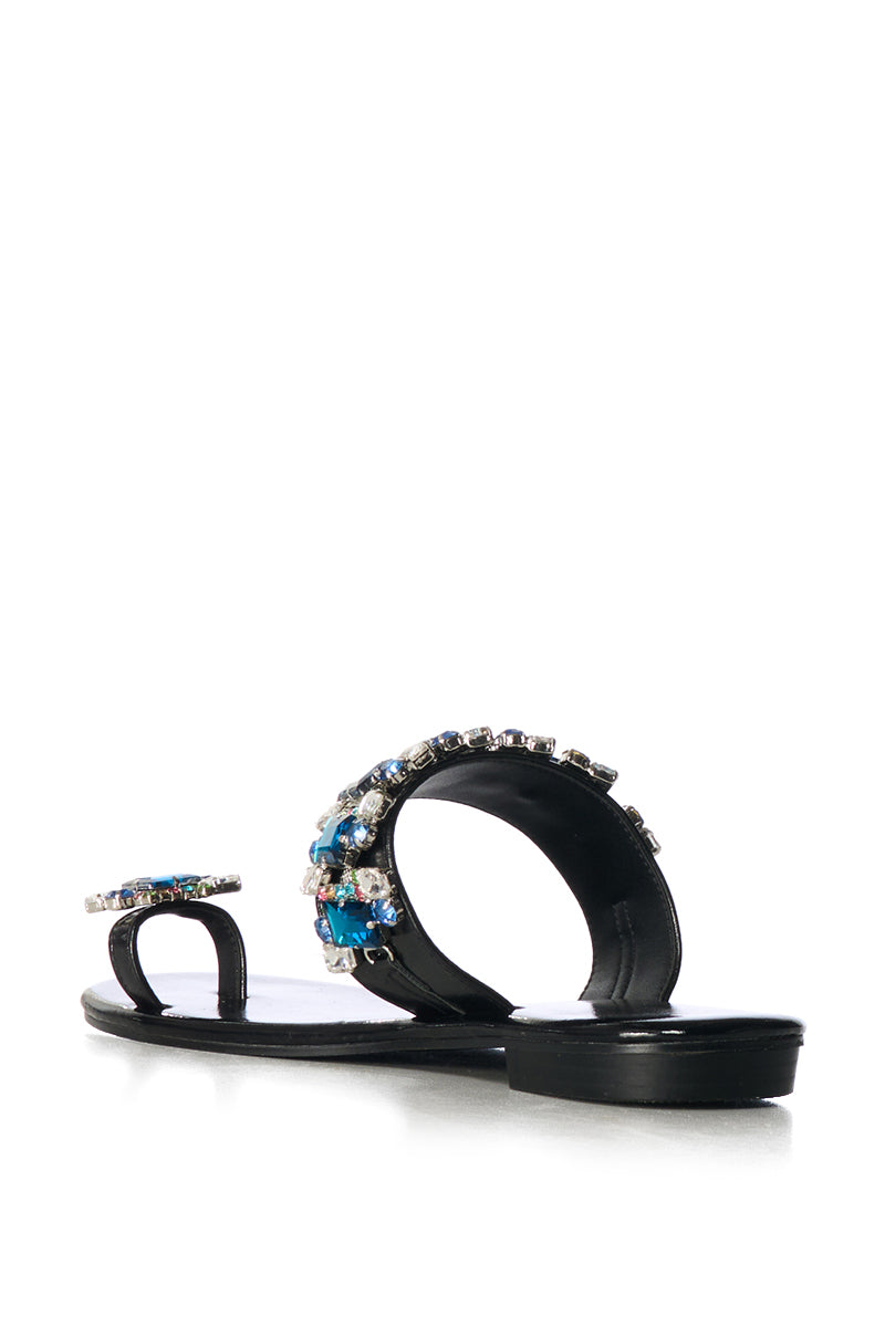 Detail View Azalea Wang Whimsey Blue Rhinestone Sandal