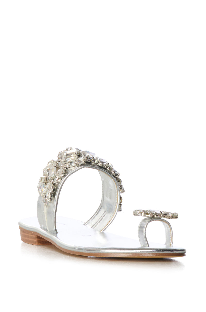 Back View Azalea Wang Whimsey Embellished Sandal In Silver