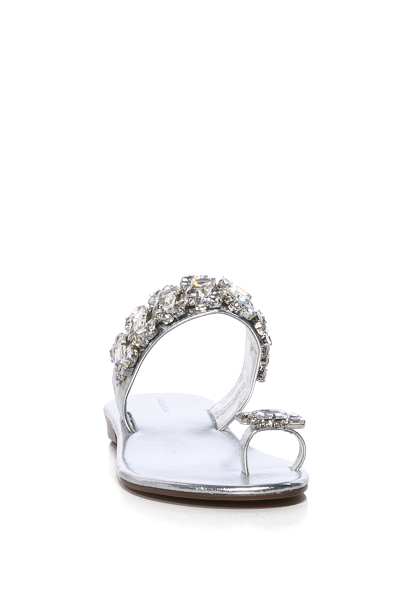 Back View Azalea Wang Whimsy Embellished Sandal In Silver