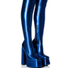 Front View Azalea Wang Whisker Thigh High Chunky Boot In Blue