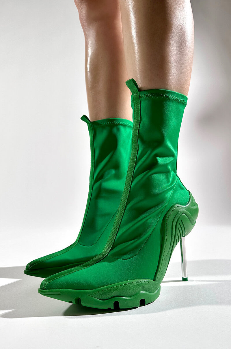 Extra View Azalea Wang Wilber Bootie With Stretch Neoprene In Green 7