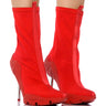 Front View Azalea Wang Wilber Bootie With Stretch Neoprene In Red