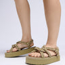 Front View Azalea Wang Willodean Olive Sandal