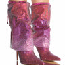 Front View Azalea Wang Wishful Bling Stiletto Bootie In Pink