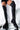 Front View Azalea Wang Workin Day And Night Flat Over The Knee Lace Up Boot in Black Pu