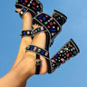 Front View Azalea Wang Wouldnt Change A Thing Chunky Sandal In Black Multi