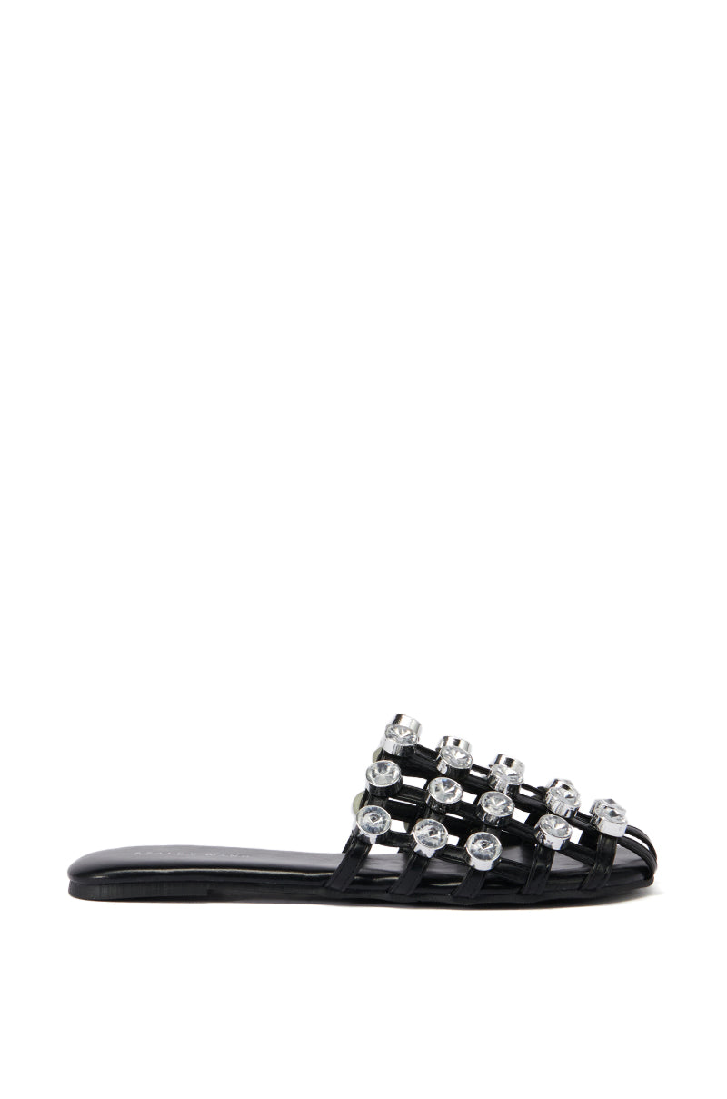 Back View Azalea Wang Xeres Gem Embellished Flat In Black
