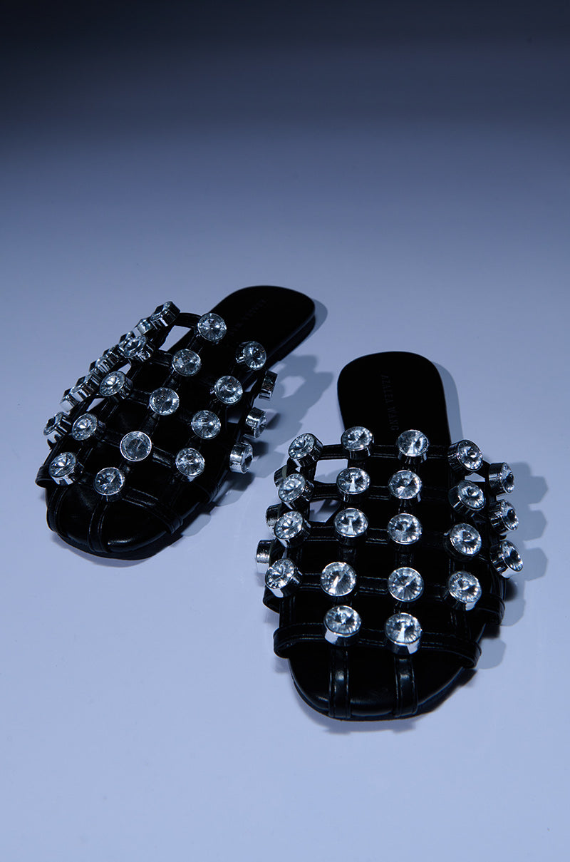 Extra View Azalea Wang Xeres Gem Embellished Flat In Black