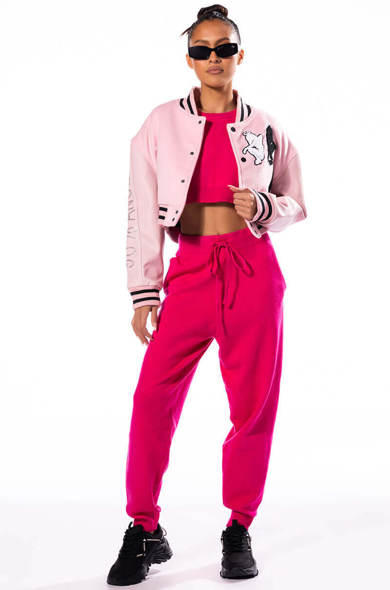 Detail View Azalea Wang Y2k Varsity Bomber With Tramp Stamp