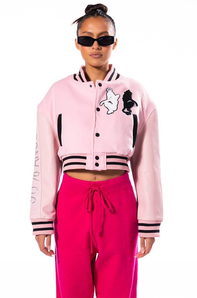 Extra View Azalea Wang Y2k Varsity Bomber With Tramp Stamp