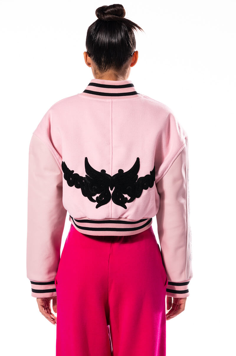 Extra View Azalea Wang Y2k Varsity Bomber With Tramp Stamp