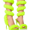 Front View Azalea Wang Yaseen Fur Wrap Up Sandal