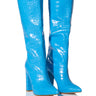 Front View Azalea Wang Yes Please Chunky Croc Boot In Blue