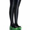 Front View Azalea Wang You Know You Love It Thigh High Stretch Flatform Boot In Green