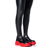 Front View Azalea Wang You Know You Love It Thigh High Stretch Flatform Boot In Red