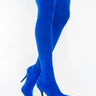 Front View Azalea Wang Your Friends Are Taking You Out Sexy Thigh High Heel Suede Boot In Cobalt