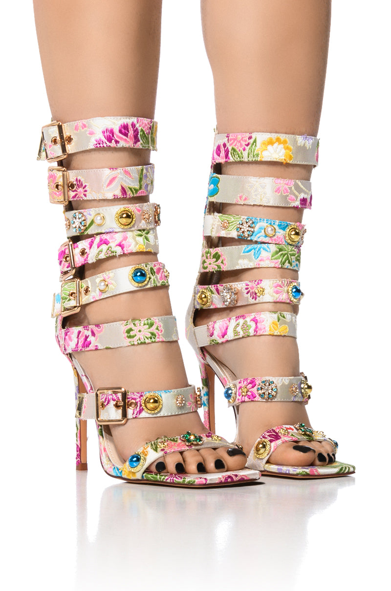 Azalea Base AZALEA WANG BASE EMBELLISHED GLADIATOR SANDAL IN BONE – AKIRA