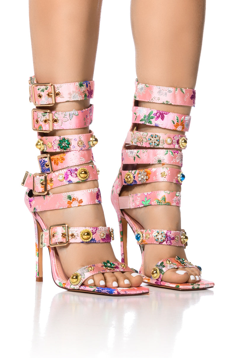 AZALEA WANG BASE EMBELLISHED GLADIATOR SANDAL IN PINK view 0