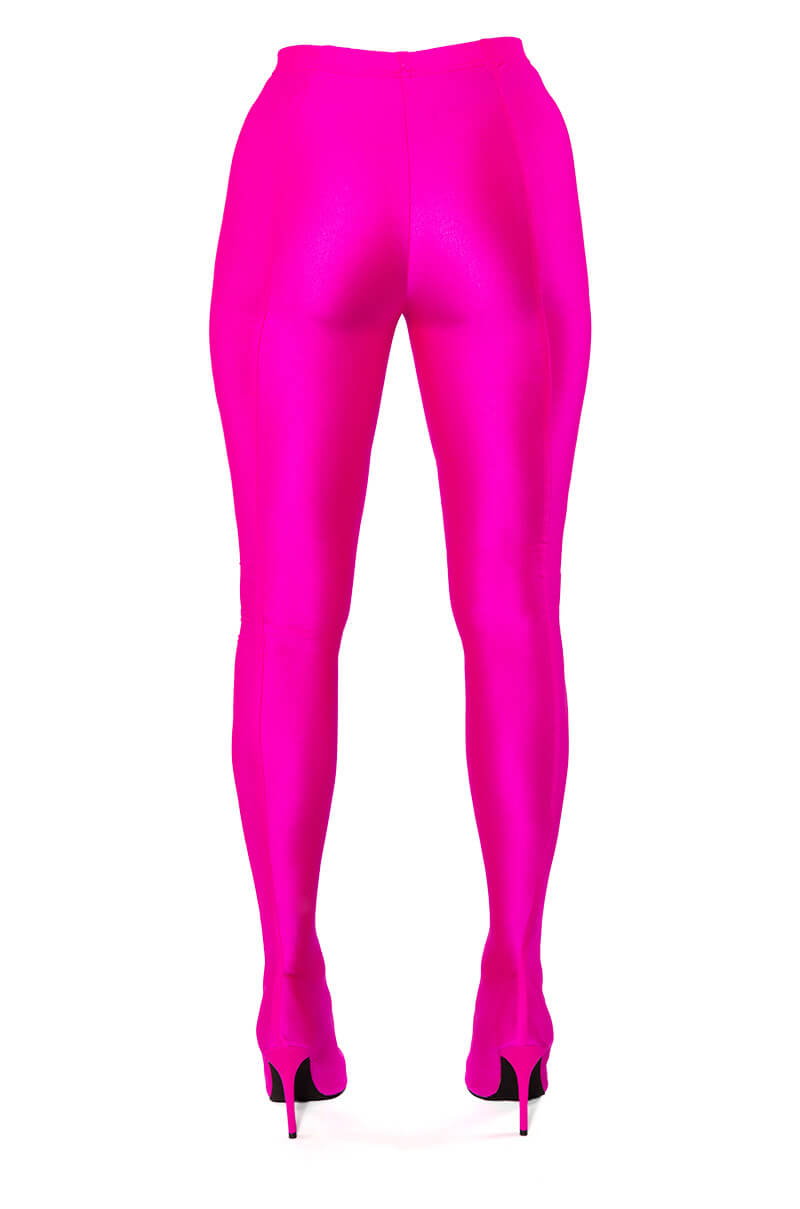 Full View Azalea Wang Yours Truly Sexy Stiletto Boot Pant In Fuchsia Stretch