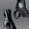 Front View Azalea Wang Zelda Circular Heeled Bootie In Black