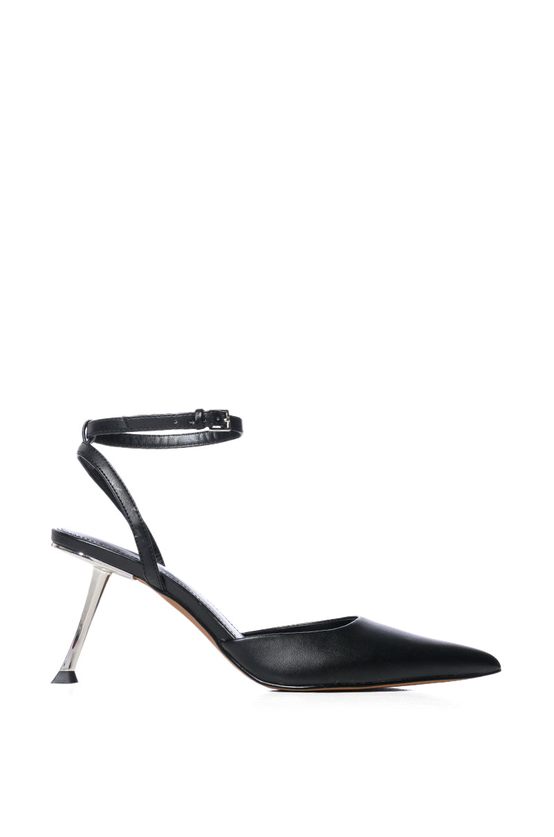 Side View Azalea Wang Zella Angled Heel Pump In Black