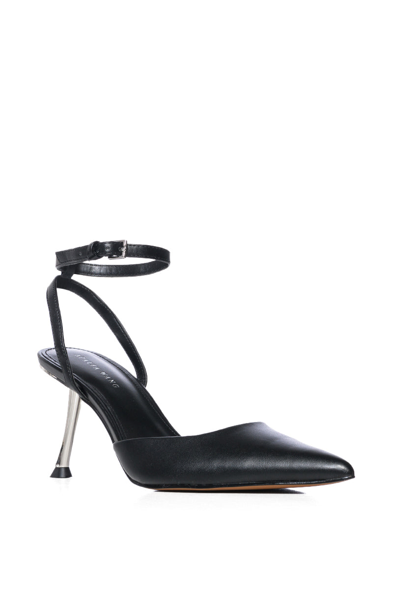 Back View Azalea Wang Zella Angled Heel Pump In Black