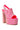 Back View Azalea Wang Zesty Rhinestone Western Chunky Sandal In Pink