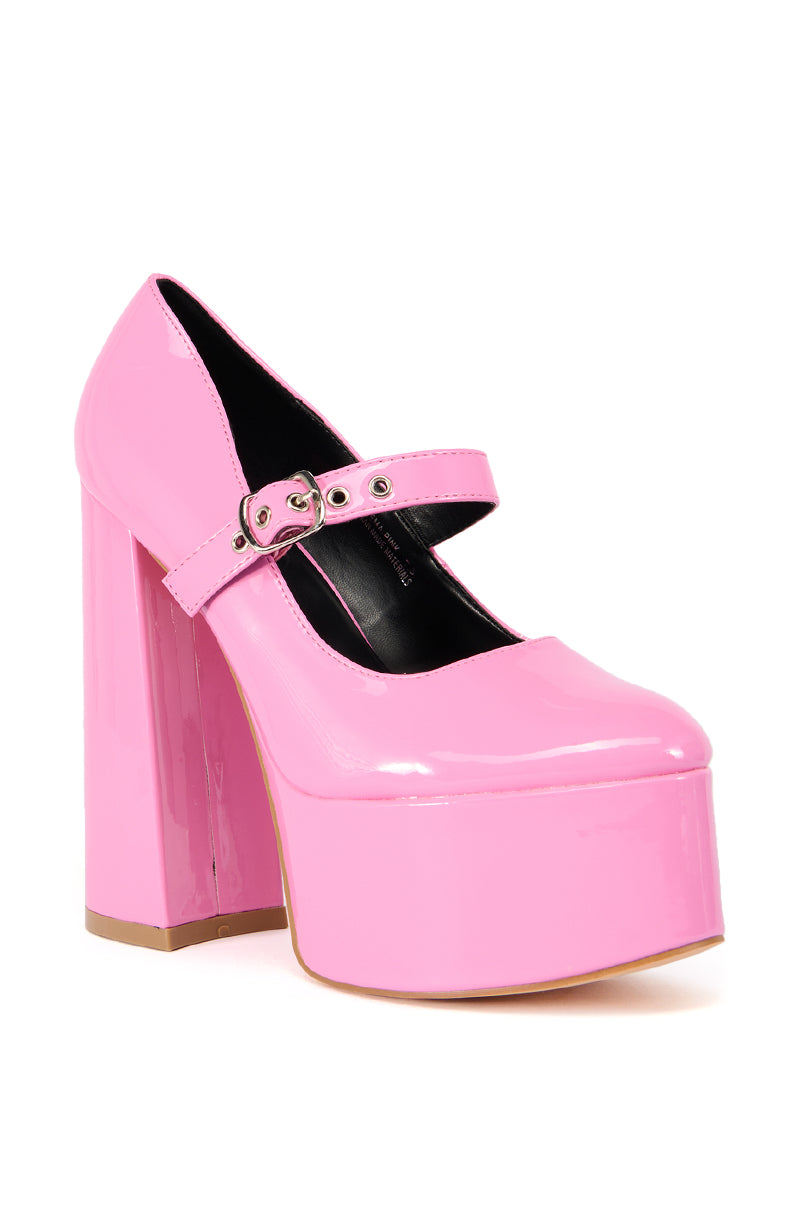 Back View Azalea Wang Zulema Bubblegum Pink Patent Platform Pump