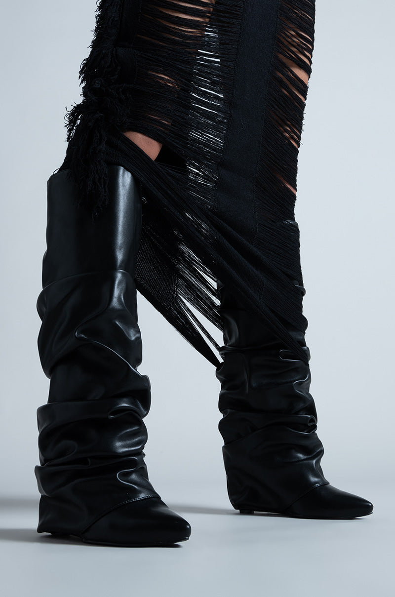 Extra View Azalea Wang Zumma Black Ruched Wedge Boot