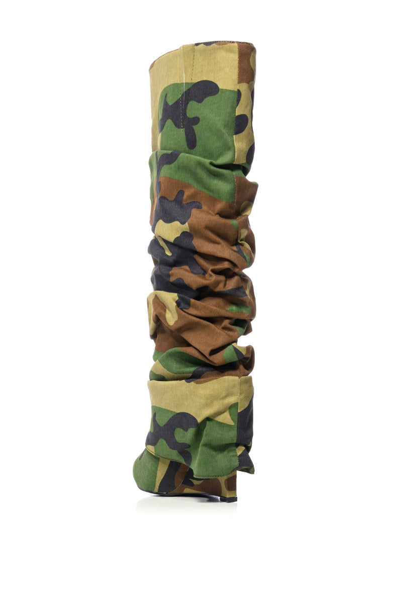 Detail View Azalea Wang Zumma Camo Ruched Wedge Boot