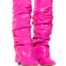 Front View Azalea Wang Zumma Pink Ruched Wedge Boot