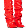 Front View Azalea Wang Zumma Red Ruched Wedge Boot