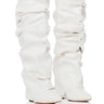 Front View Azalea Wang Zumma White Ruched Wedge Boot