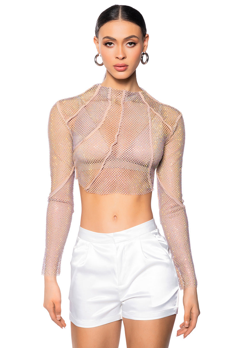 AZARIA RHINESTONE MESH TOP view 0