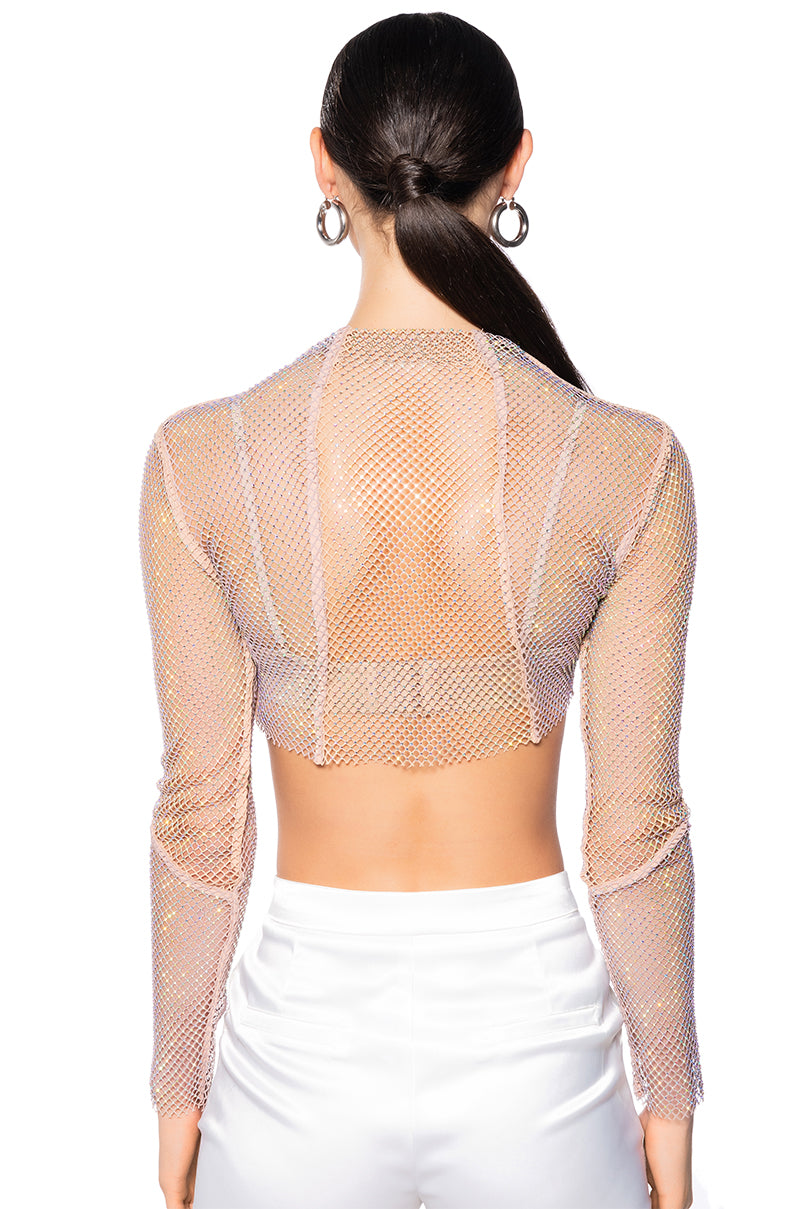 Full View Azaria Rhinestone Mesh Top