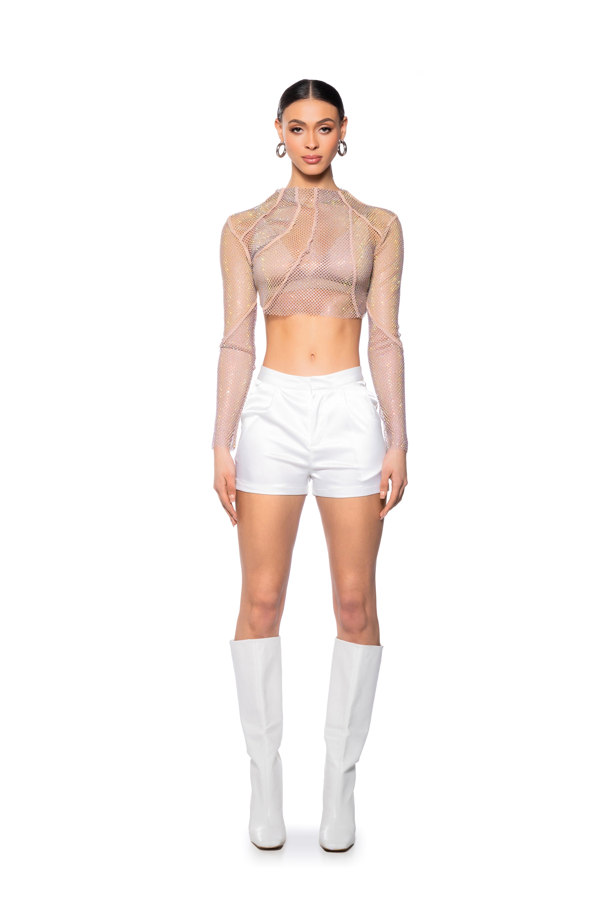 Extra View Azaria Rhinestone Mesh Top