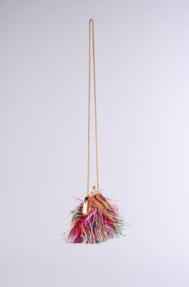 Back View Azontina Pink Feather Purse
