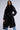 Front View Babbs Puffer Coat With Faux Fur Trim In Black