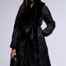 Front View Babbs Puffer Coat With Faux Fur Trim In Black