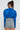 Back View Babbs Skinny Arm Bomber Jacket in Blue