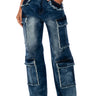 Front View Baby Girl Denim Cargo Pants