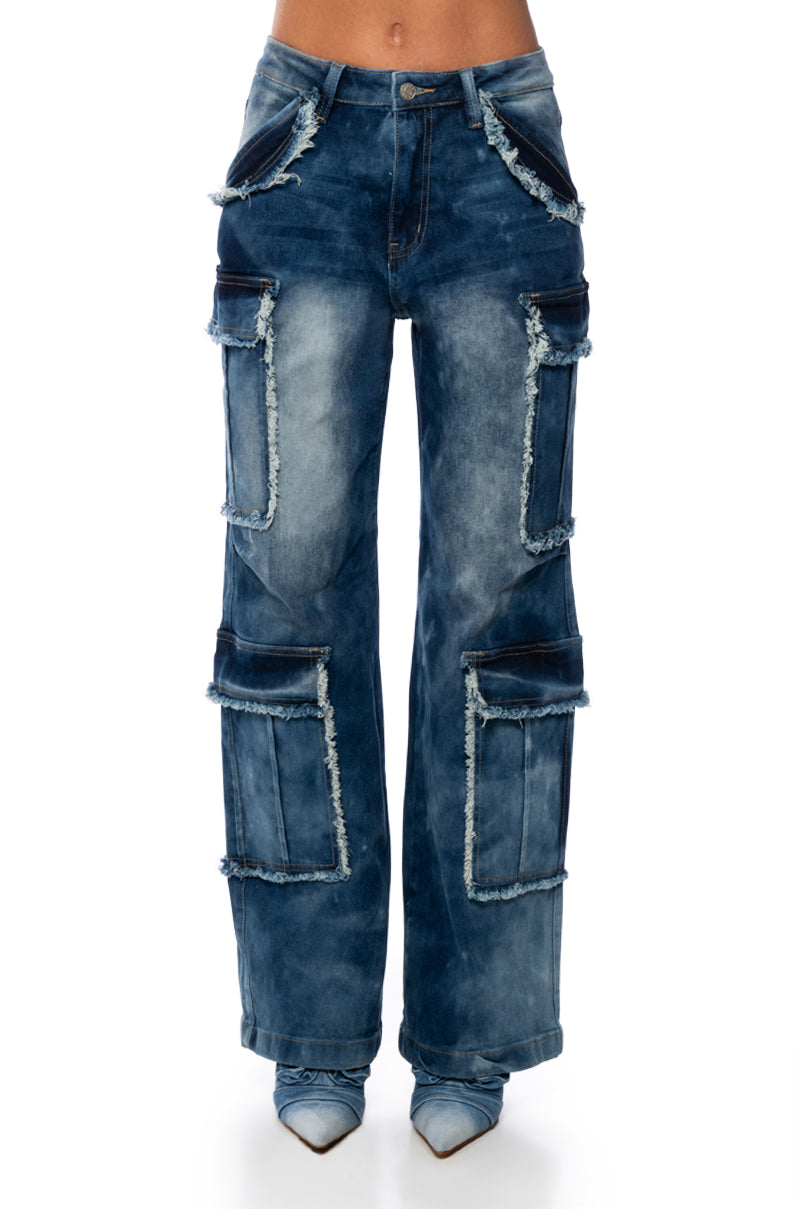 Detail View Baby Girl Denim Cargo Pants