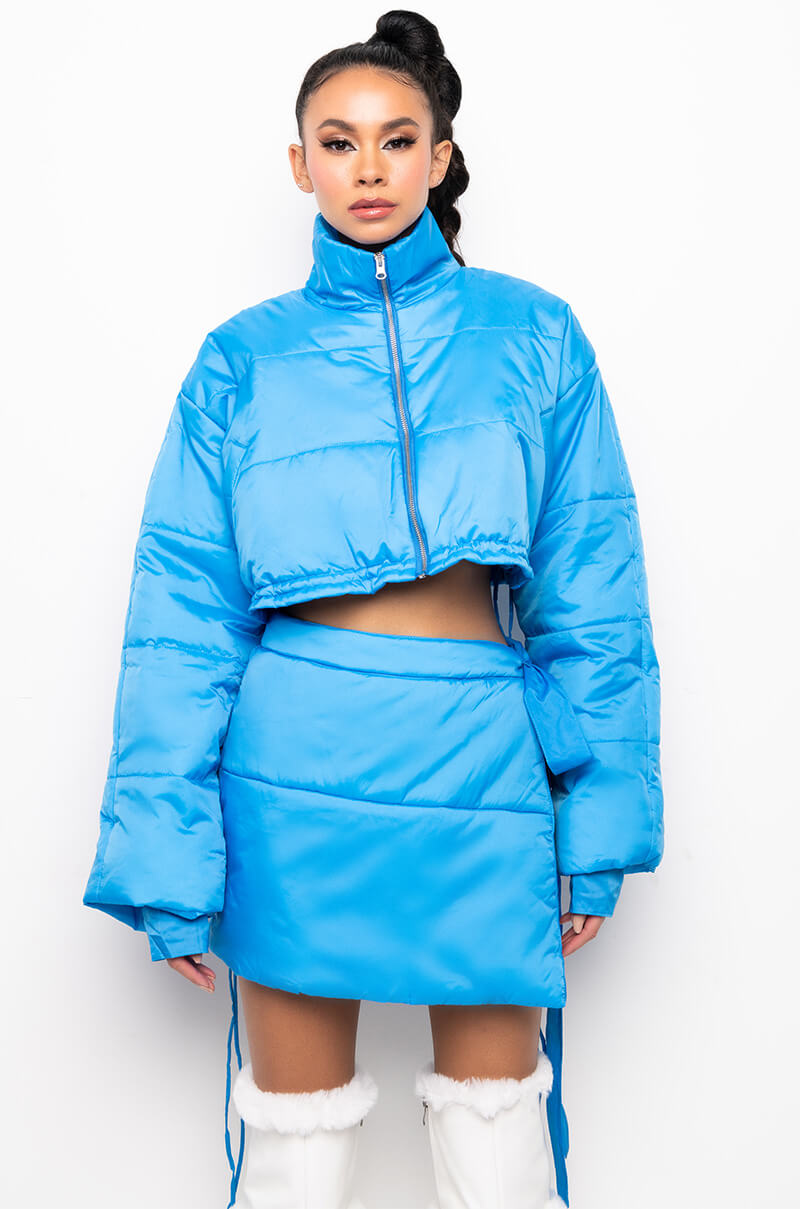 Detail View Back Again Cropped Puffer Bomber