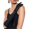 Front View Back In Black Pleather Evening Glove