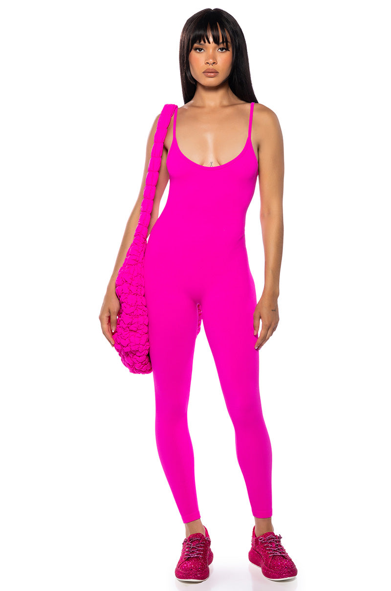 Front View Back To The Basics Jumpsuit