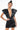 Front View Backoff Power Shoulder Satin Mini Dress