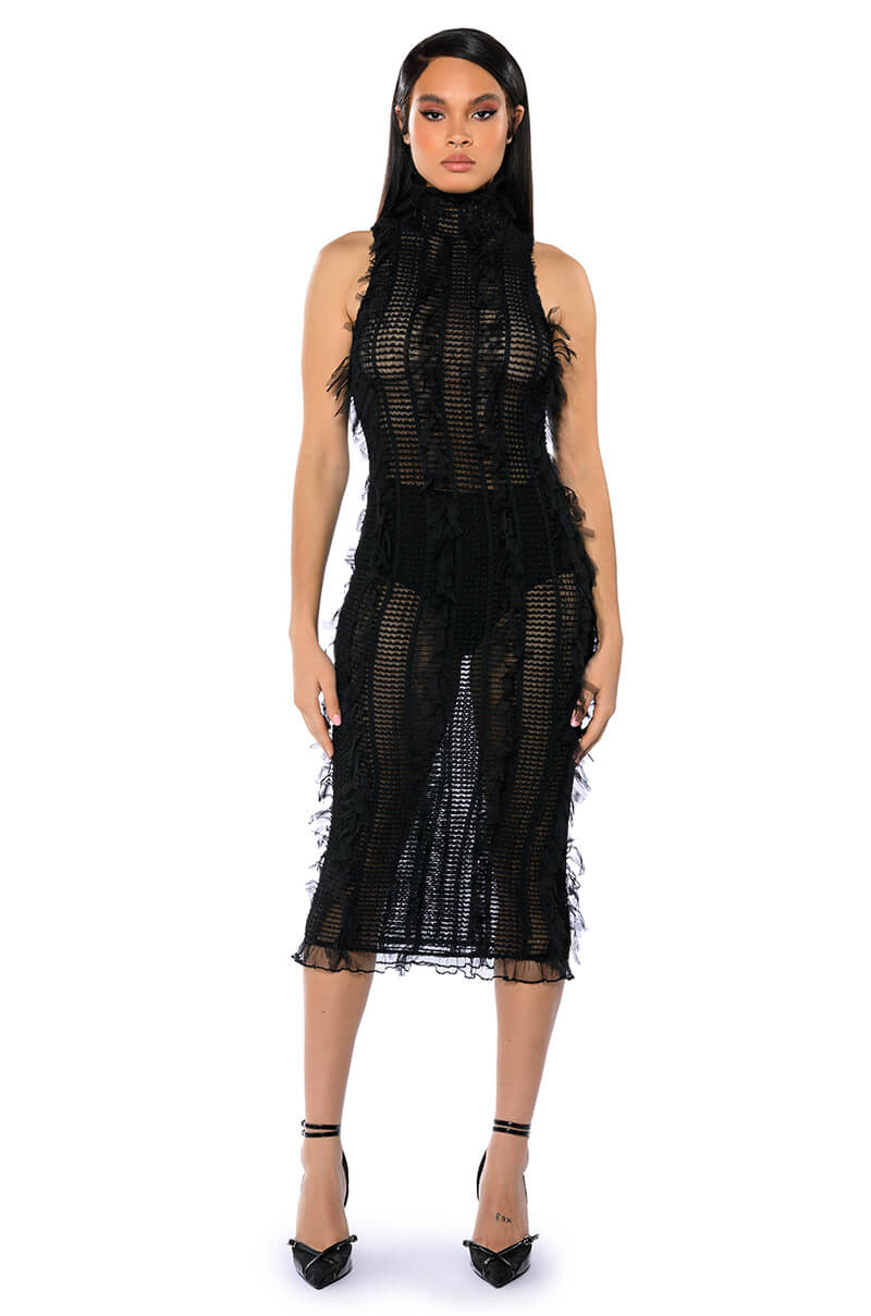 Front View Backstage Shredded Midi Dress