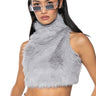 Front View Bad Gal Sleeveless Mock Neck Fur Top