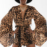 Front View Bad Lil Baby Bell Sleeves Leopard Romper